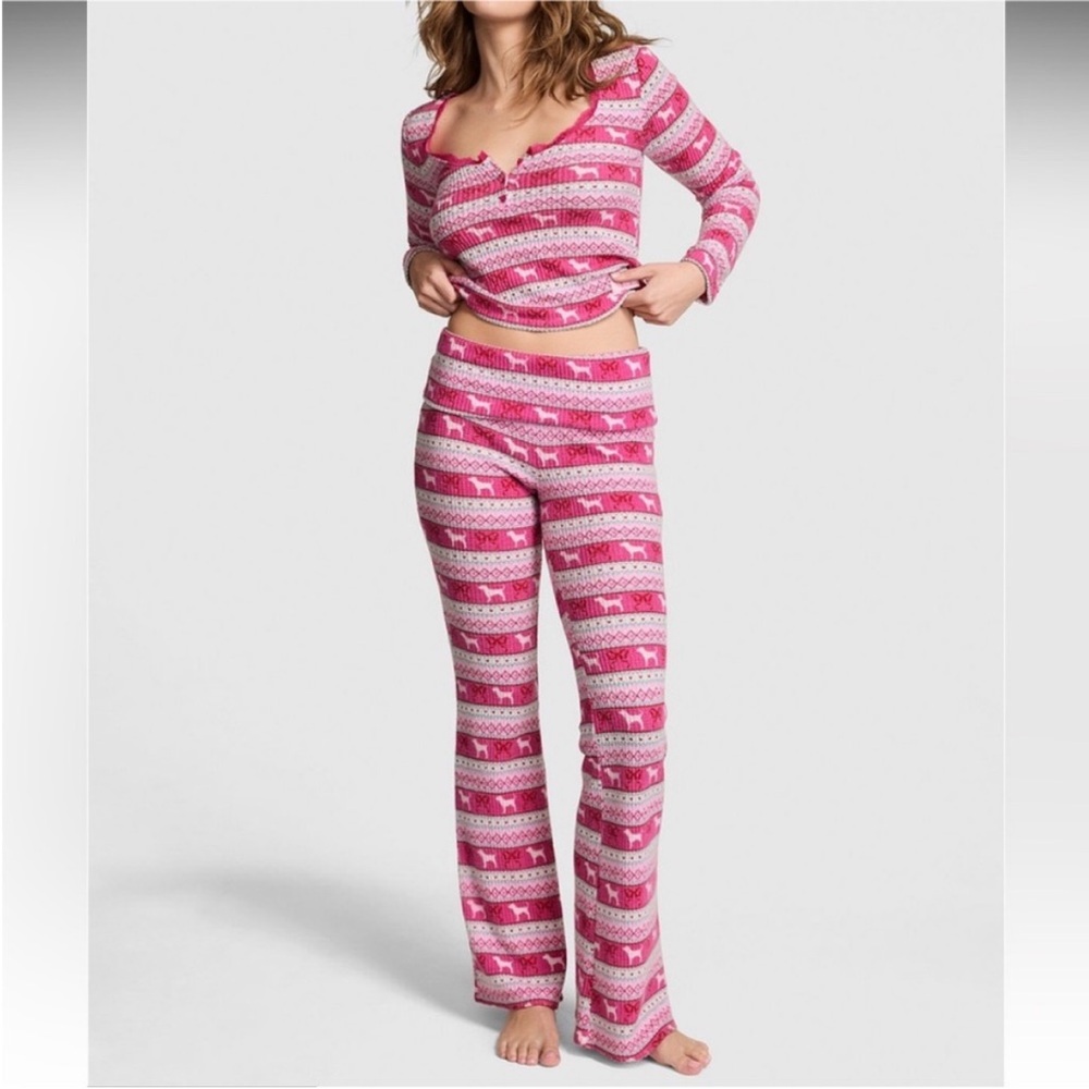 LoveShackFancy X PINK Waffle Knit Pajama Set - Picture 6 of 7